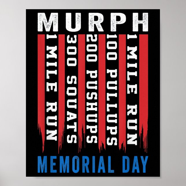 Murph Challenge American Memorial Day Workout Gym Poster (Framsidan)
