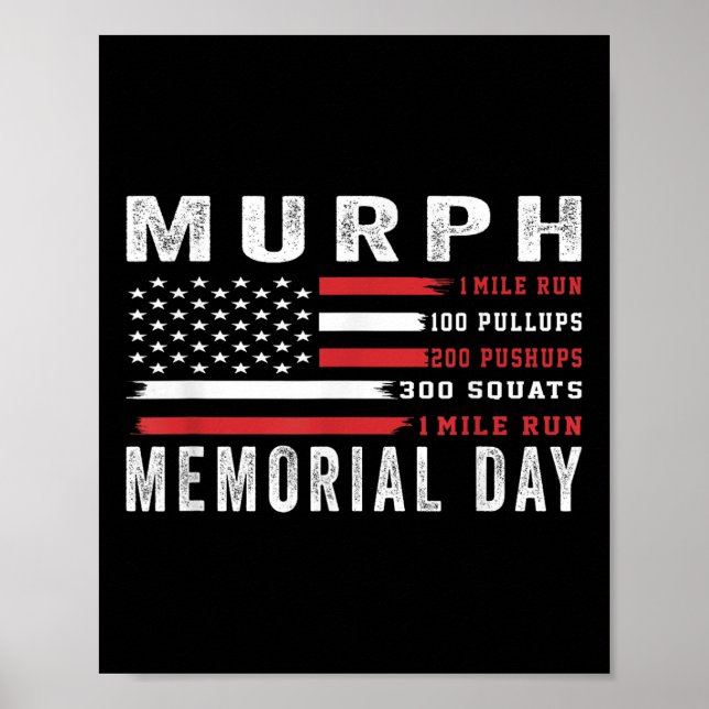 Murph Challenge American Memorial Day Workout Gym Poster (Framsidan)