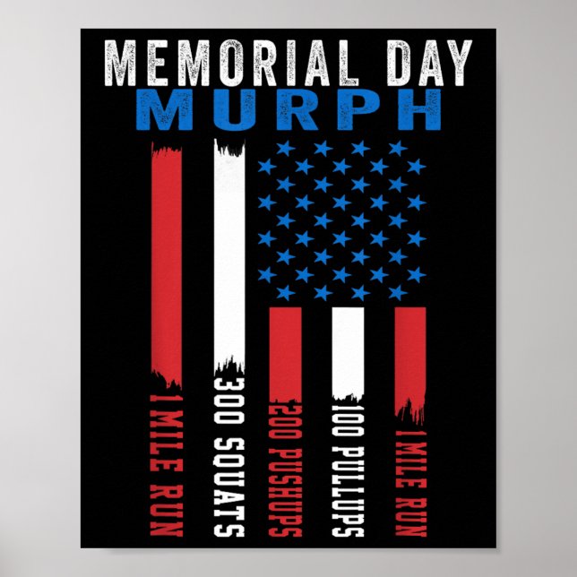 Murph Challenge American Memorial Day Workout Gym Poster (Framsidan)