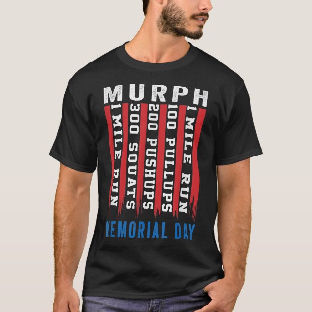 Murph Challenge American Memorial Day Workout Gym T Shirt (Framsida)