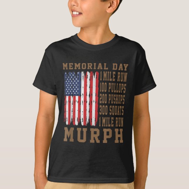 Murph Challenge Memorial Day Workout American T Shirt (Framsida)