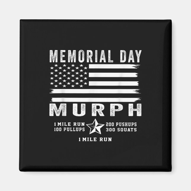 Murph Challenge Memorial Day Workout Gym US Flagga Magnet (Framsidan)