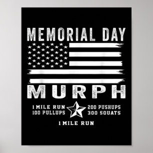 Murph Challenge Memorial Day Workout Gym US Flagga Poster