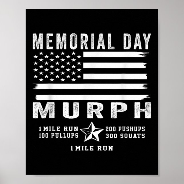 Murph Challenge Memorial Day Workout Gym US Flagga Poster (Framsidan)