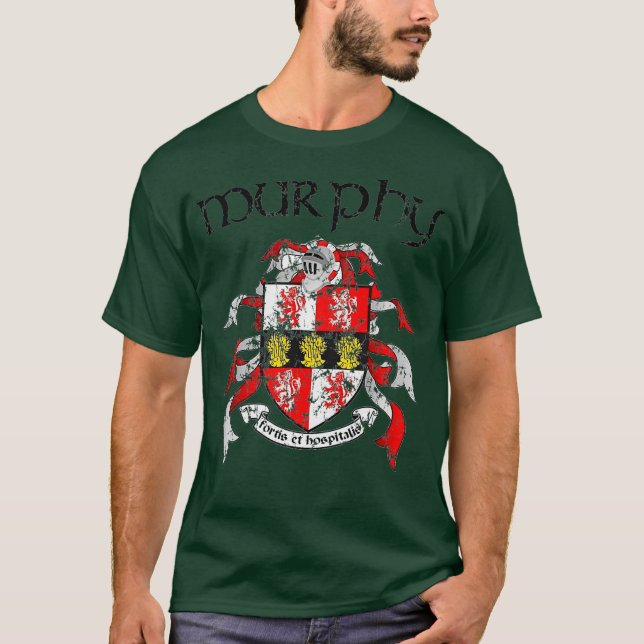 Murphy Family Crest Jackar Arm Surname Gifts T Shirt (Framsida)