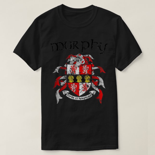 Murphy Family Crest Jackar Arm Surname Gifts T Shirt (Design framsida)