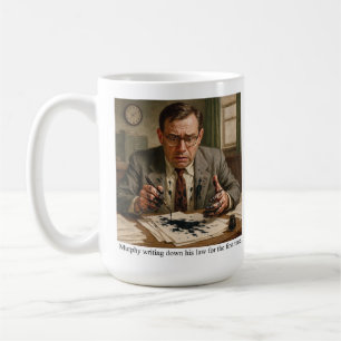 Murphy skriver ner sin lag för första gången. kaffemugg