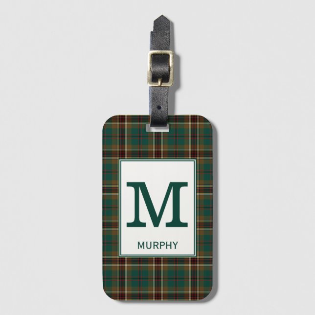 Murphy Tartan Grönt och Brown Play Mönster Bagagebricka (Framsida vertikal)