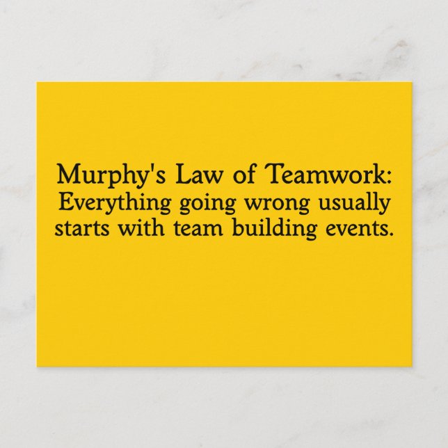 Murphy's Law for Teamwork Vykort (Framsida)