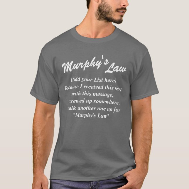 Murphys mörka skjortor för lagar (din text), tee (Framsida)