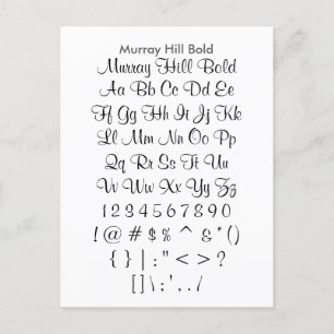 Murray Backe Bold - Zazzle Font Sampler Lakan Vykort