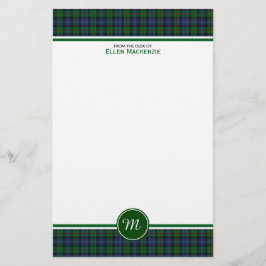 Murray Klan Tartan Grönt och Blue Play Monogram Brevpapper
