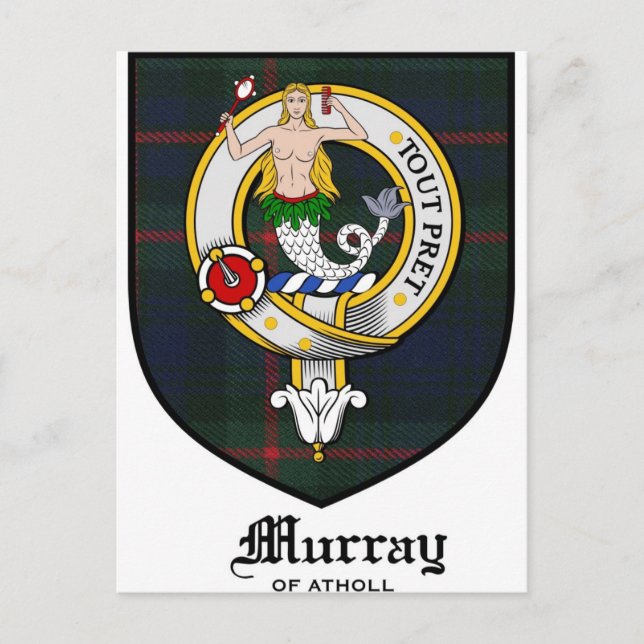 Murray Klan Vapensköld Badge Tartan Vykort (Framsida)