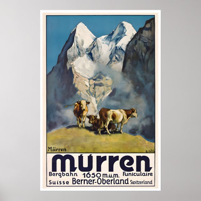 Murren Affisch Schweiz Konsthantverk Schweiz Tryck (Framsidan)