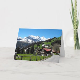 Murren, en alpin by i Schweiz Helgkort