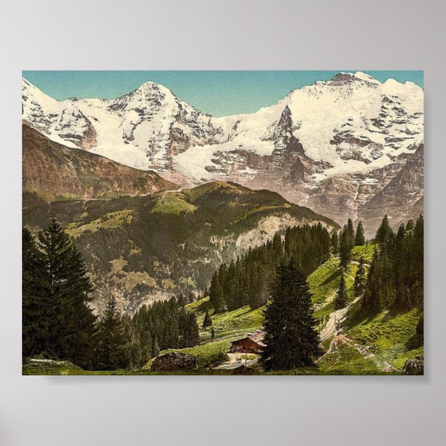 Murren, Grutschalp, I, Eiger, Monch och Jungfrau. Poster (Framsidan)