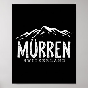 Murren Schweiz Berg Schweizisk Skidåkare Skidåknin Poster