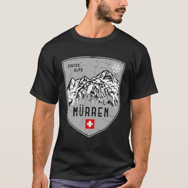 Murren Schweiz Emblem T Shirt (Framsida)