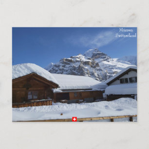 Mürren, Schweiz. Vinterkedjor för vintage Vykort
