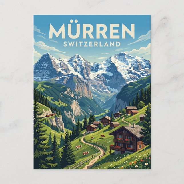 Mürren Schweiz Vykort (Framsida)