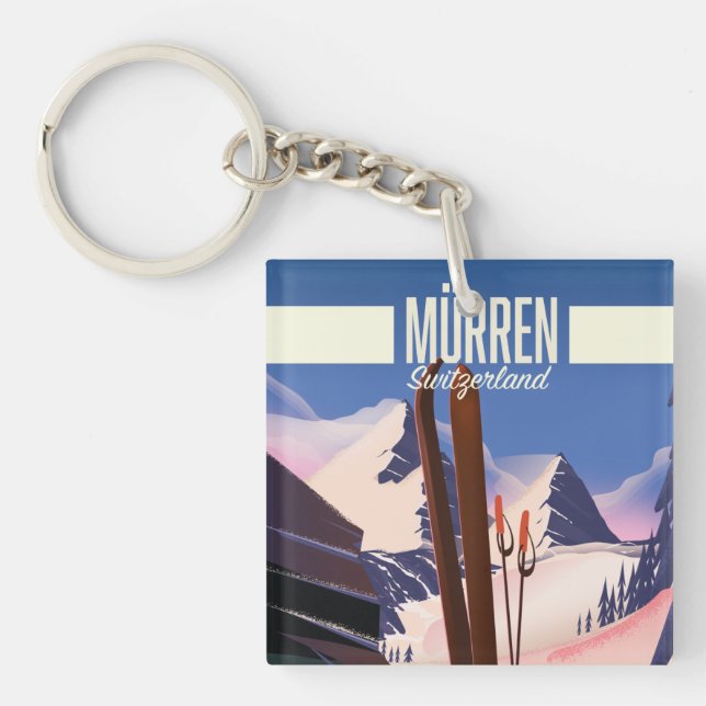 Murren Swiss ski poster konsttryck. (Framsidan)
