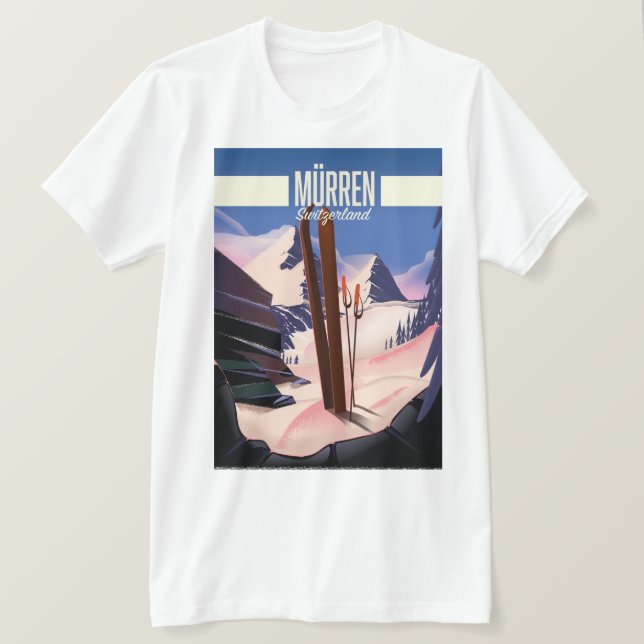 Murren Swiss ski poster konsttryck. T Shirt (Design framsida)