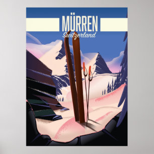 Murren Switzerland ski poster art print.