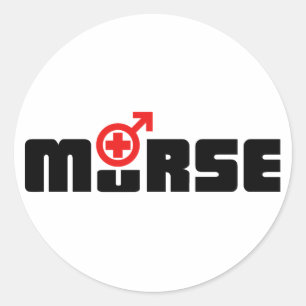 Murse logotyp på vit runt klistermärke