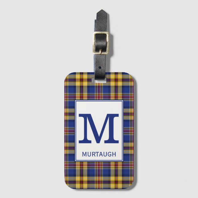 Murtaugh Tartan Royal Blue och Guld Play Mönster Bagagebricka (Framsida vertikal)