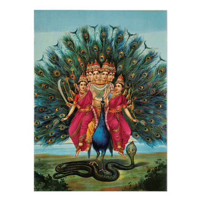 Murugan Kartikeyan Skanda Subrahmanyan Hindu Gudom Fototryck (Framsidan)
