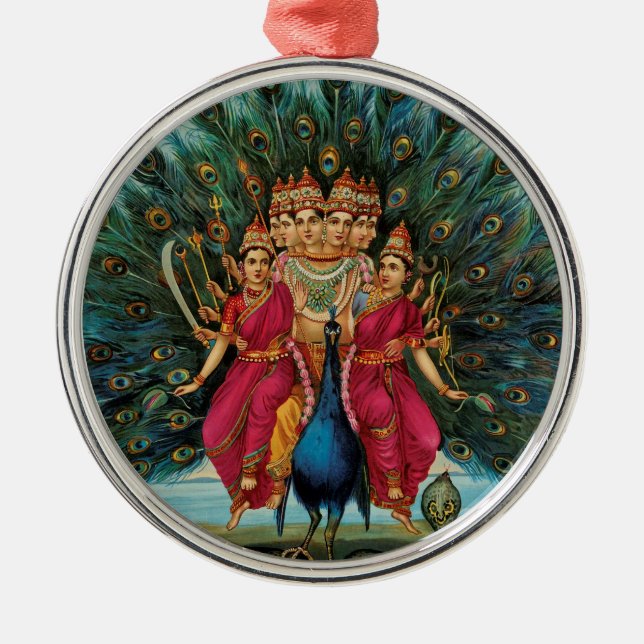 Murugan Kartikeyan Skanda Subrahmanyan Hindu Gudom Julgransprydnad Metall (Framsidan)
