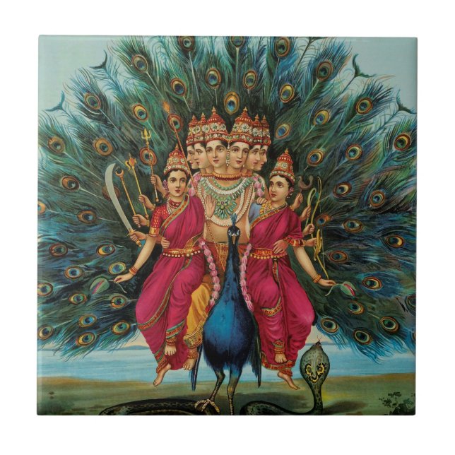 Murugan Kartikeyan Skanda Subrahmanyan Hindu Gudom Kakelplatta (Framsidan)