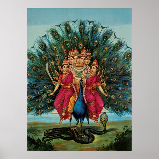 Murugan Kartikeyan Skanda Subrahmanyan Hindu Gudom Poster (Framsidan)