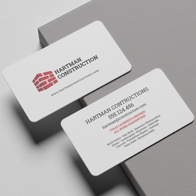 Murverk Konstruktion Snickare Entreprenör logotyp Visitkort (Skapare uppladdad)