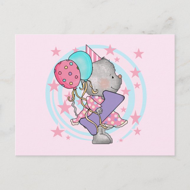 Mus 1-års födelsedags-t-shirts och presenter vykort (Framsida)