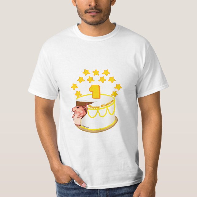 Mus  1-års födelsedagsfest T-shirt (Framsida)