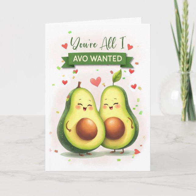 Mus-årsdag Cute Avocado Pun Allt jag vill ha Kort (Framsida)