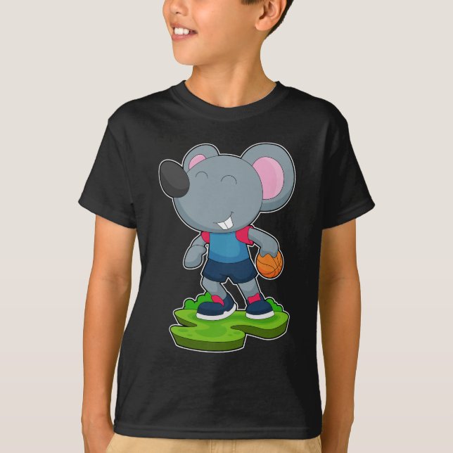 Mus Basketspelare Basketboll T Shirt (Framsida)