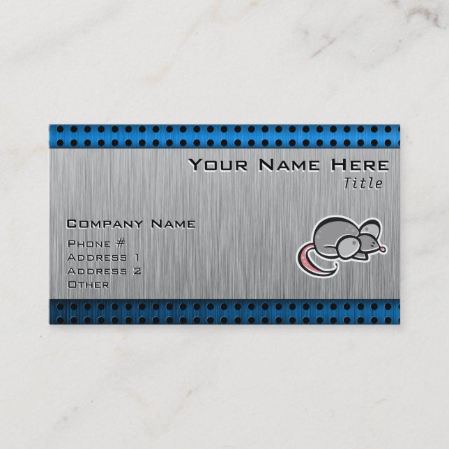 Mus; Borstad metall-look Visitkort (Framsida)