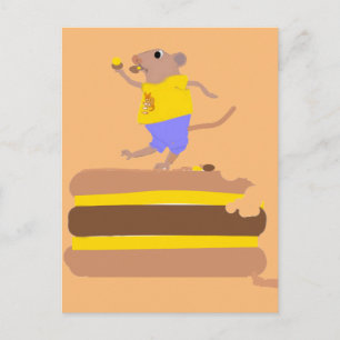 Mus dansar på (och äter) burgher vykort