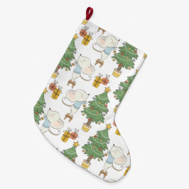 Mus dekorerar Julgran Stor Julstrumpa