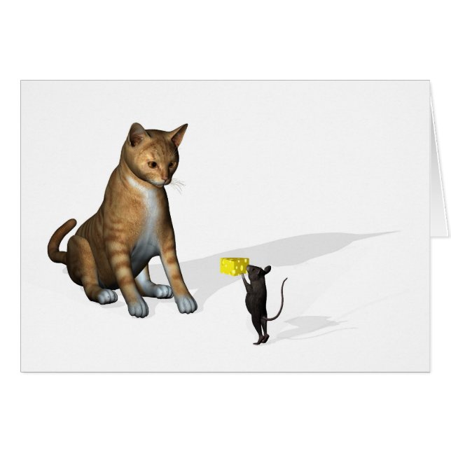 Mus erbjuder kattost för Vänskap Hälsningskort (Framsidan Horizontal)