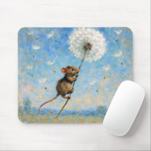 Mus Flytande på en fluffy Dandelion Musmatta