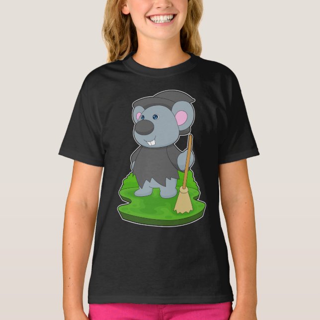 Mus Halloween Häxa T Shirt (Framsida)