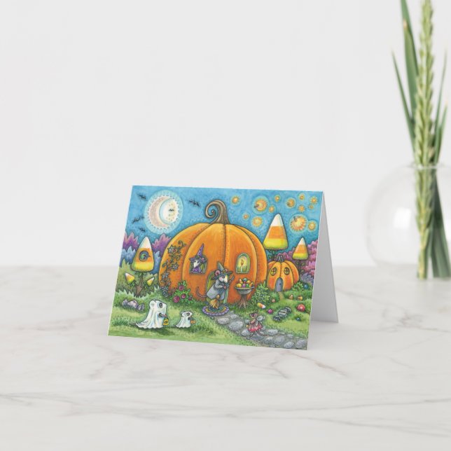 MUS HOUSE & TRICK ELLER BEHANDLAS HALLOWEEN NOTE C KORT (Framsida)