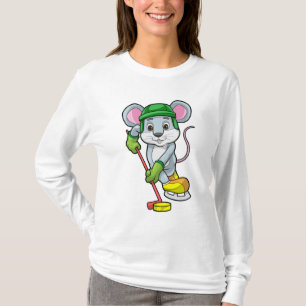 Mus i Ice hockey med Hockey stick T Shirt