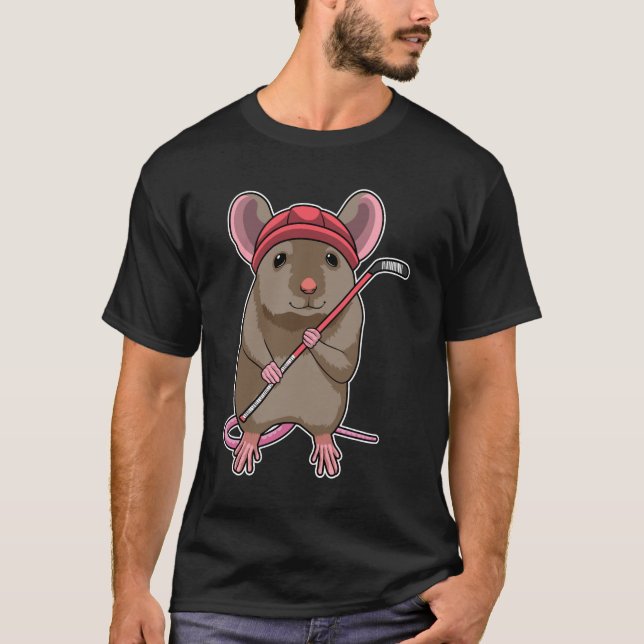 Mus i ishockey med ishockey-klubb t shirt (Framsida)