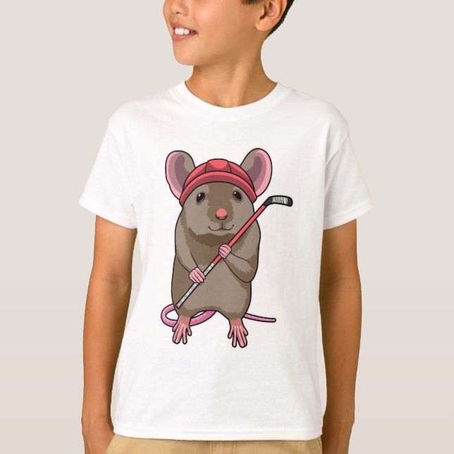 Mus i ishockey med ishockey-klubb t shirt (Framsida)