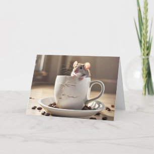 Mus i krackad kaffe Kopp Kort