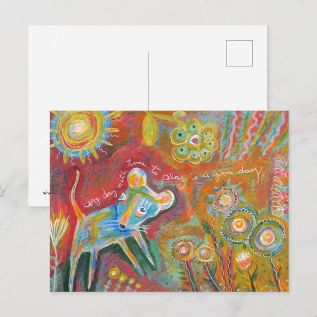 Mus i lek vykort (Fram/baksida)